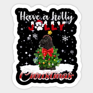 Black Miniature Poodle Have A Holly Jolly Christmas Sticker